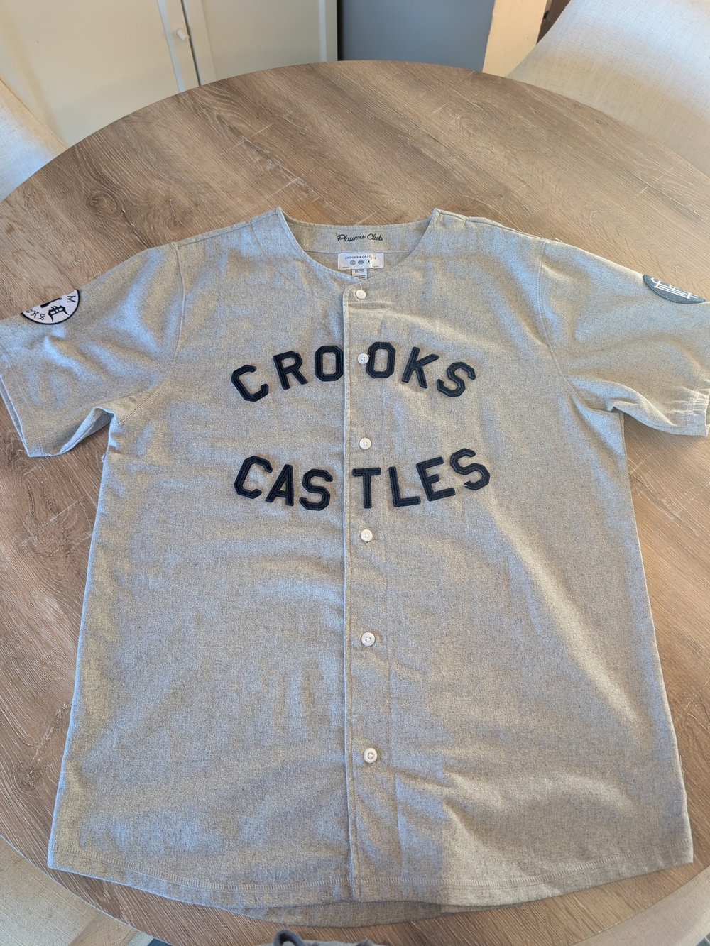 Crooks & Castles Men's Gray Baseball Jersey Shirt